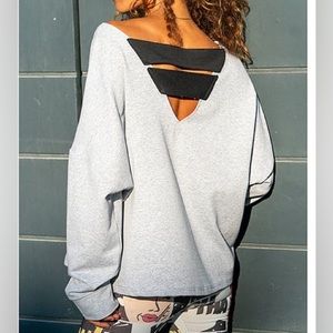 Nwt Gray & Black Cutout-Back Sweatshirt women’s large CCK